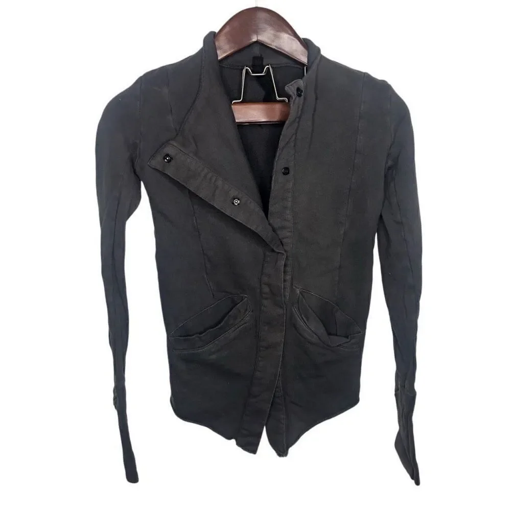 Intermix Improvd Distressed Cardigan Jacket Charcoal Gray Sweater Xs Xsmall